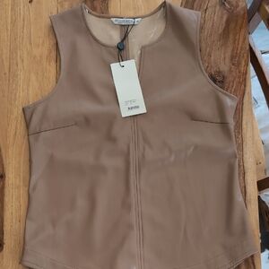 Brand New Summum Woman Amsterdam Faux Leather Top & Bottoms With Belt Size 34